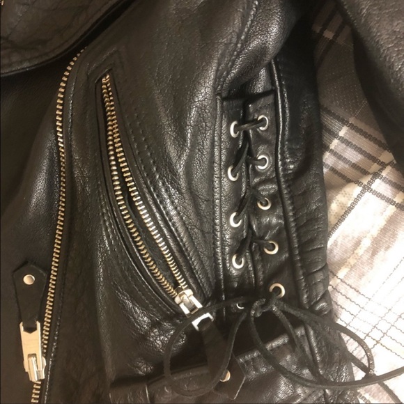 All Saints Leather Motorcycle Jacket with silver hardware - Picture 4 of 8